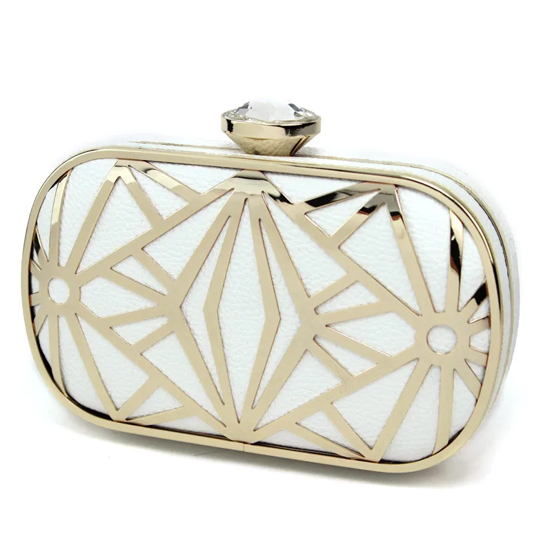 Роскошный золотой/белый с кристалалми и стразами Вечерние кошельки Для женщин