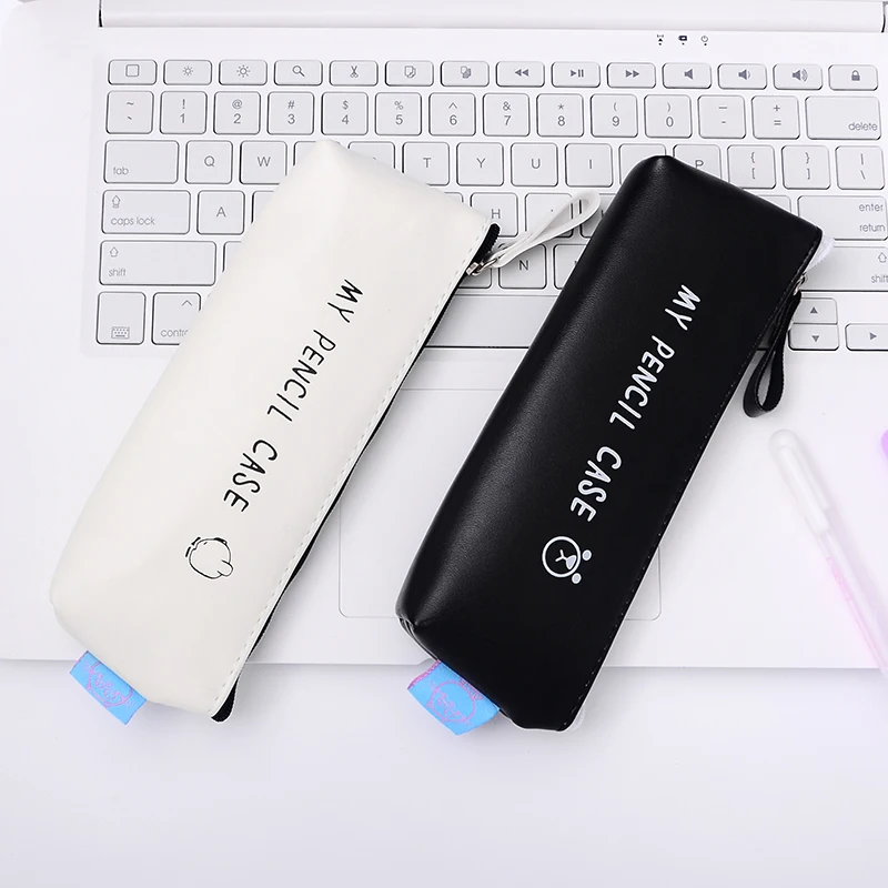 My Pencil Case Classical Black And White Color Waterproof Pu Leather Storage Cosmetic Bag Shcool Office Supplies | Канцтовары для