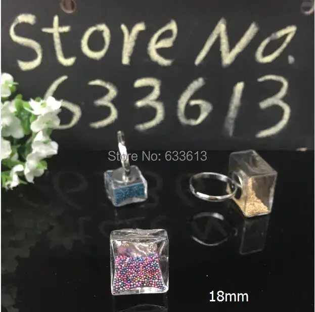 Бесплатная доставка 20 наборов по 16/18/20/25 мм Квадратные жидкие кольца Стеклянная сфера Пузырчатый флакон кольца Крышка Шар Пузырьковых флаконов