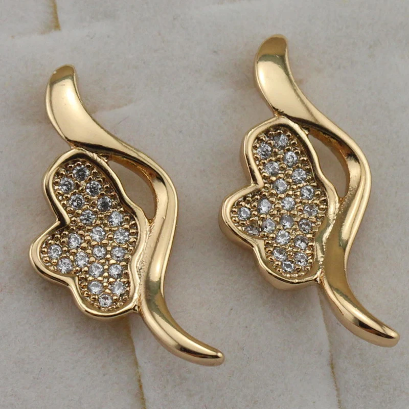 Amazing Chic Nice White CZ Gems Stud Earrings Yellow Golden Plated Jewelry Gift For Women EB449 | Украшения и аксессуары