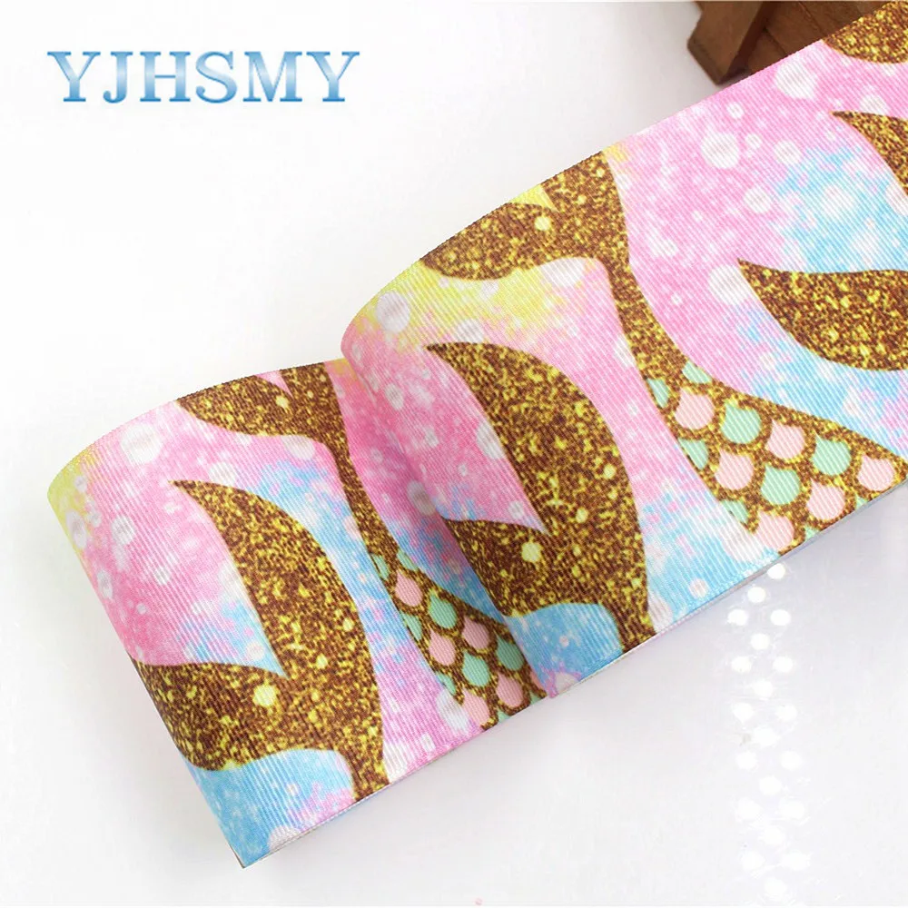 

YJHSMY G-18829-1055,10 yard 75 mm Fishtail series Printed grosgrain ribbons,Clothing accessories,gift wrap,DIY handmade Material