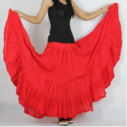 Red Skirt Длинные юбки, женская мода, карамельный цвет, хлопок, Falda, Женская винтажная Повседневная пляжная богемная плиссированная большая маятниковая юбка макси - Цвет: Red Skirt