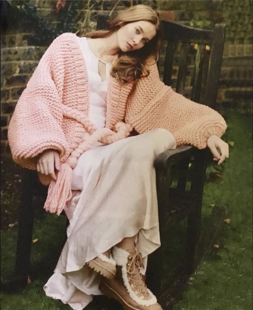 BOHO Вдохновленный женский вязанный кардиган свободные с бретельками и бахромой