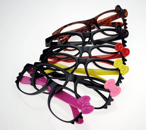 WITH LENS Hello Kitty Style Fashion Glasses Black Frame Pink bow Nerd  Costume - купить по выгодной цене | AliExpress