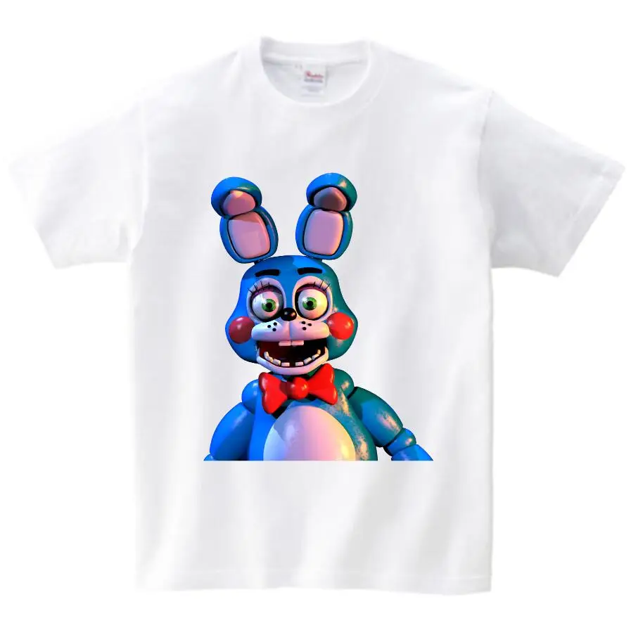 white childreT-shirt Футболка для мальчиков летняя детская футболка с принтом «пять ночей с Фредди» FNAF Детская одежда Одежда для девочек с принтом «Фредди 2» Футболки с рисунками - Цвет: white childreT-shirt