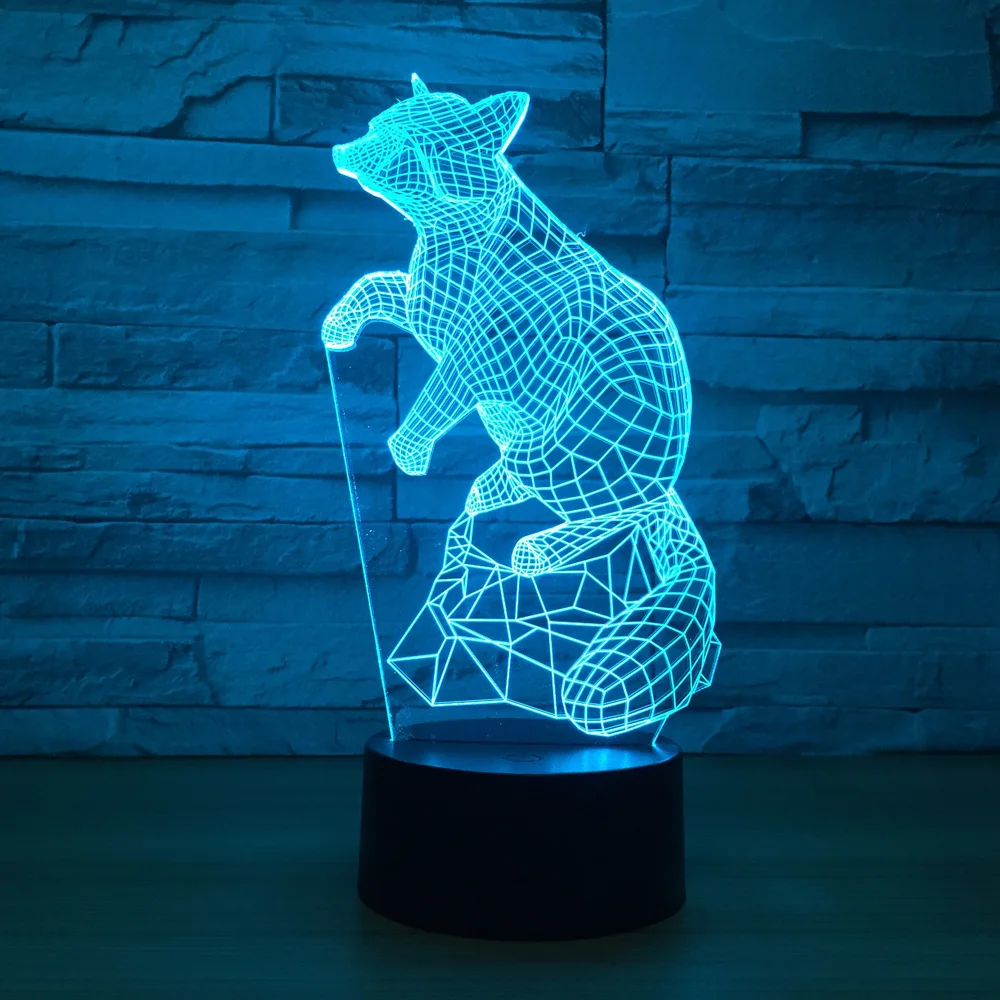 Fox Mouse 3d Light Night Creative Touch Control Colorful Led Lamp Usb Battery Fixtures Kids Room Home Decor | Ночники