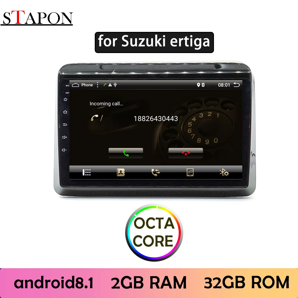 STAPON 9 дюймов для Suzuki ertiga 20118-19 Android 8 1 2GBRAM Восьмиядерный автомобильный DVD MP5