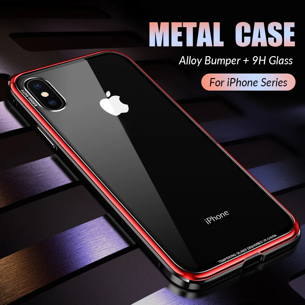 Роскошный металлический чехол для iPhone XR XS Max Алюминиевый бампер закаленное