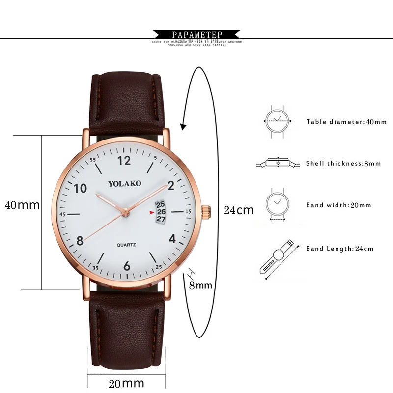 Повседневные Простые Женские часы розовое золото кожаный ремешок кварцевые