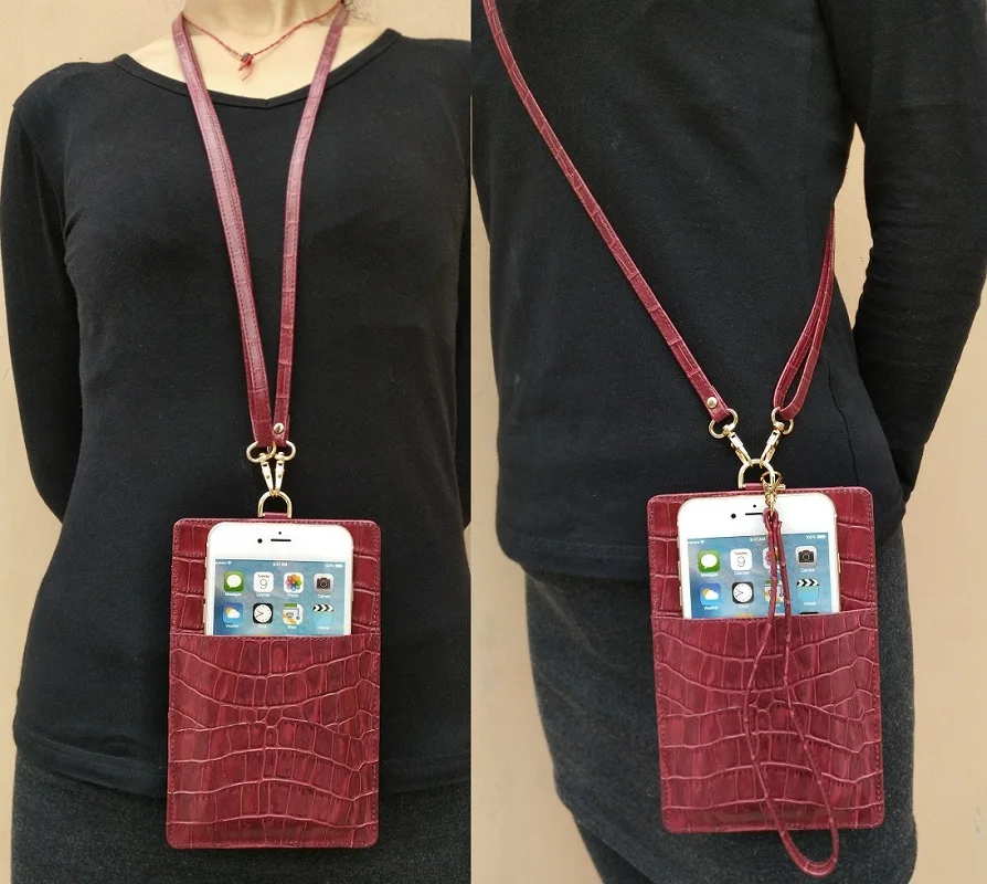 

Free Custom Initials Luxury Genuine Leather Card Pocket Pouch Strap Case For iPhone 11Pro Max XS Phone Cover Cute Crocodile Bag