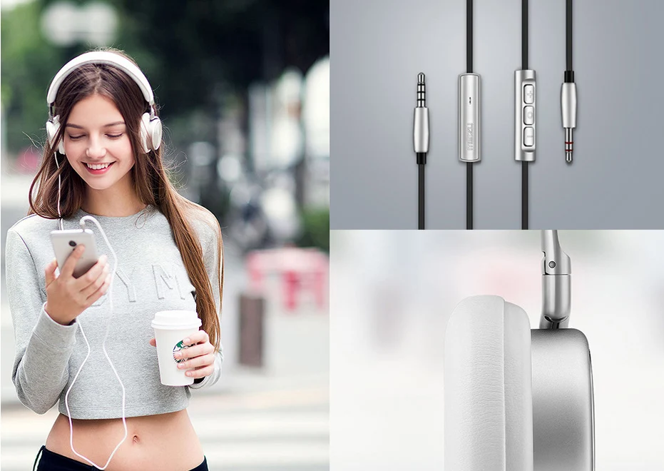 Meizu HD50 головная повязка Hi Fi СТЕРЕО Bass Музыка гарнитура алюминиевого сплава низким