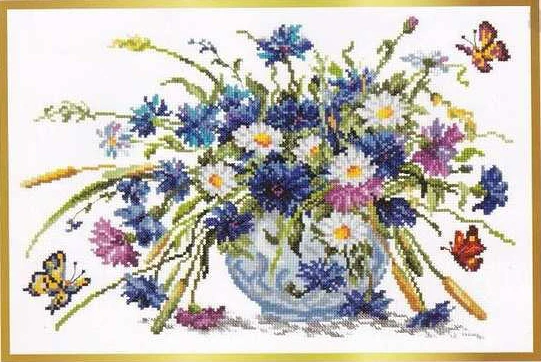

Needlework 14CT 16CT 18CT Cross Stitch, DIY Count Cross Stitch, Embroidery Set,Wild daisy bottle flower