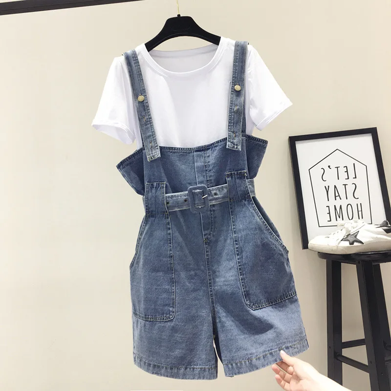 

New Summer Women Pants Plus Size Fashion Casual Collect Waist Belt Slim Solid Vest Jeans Jumpsuits For Women Denim Playsuits