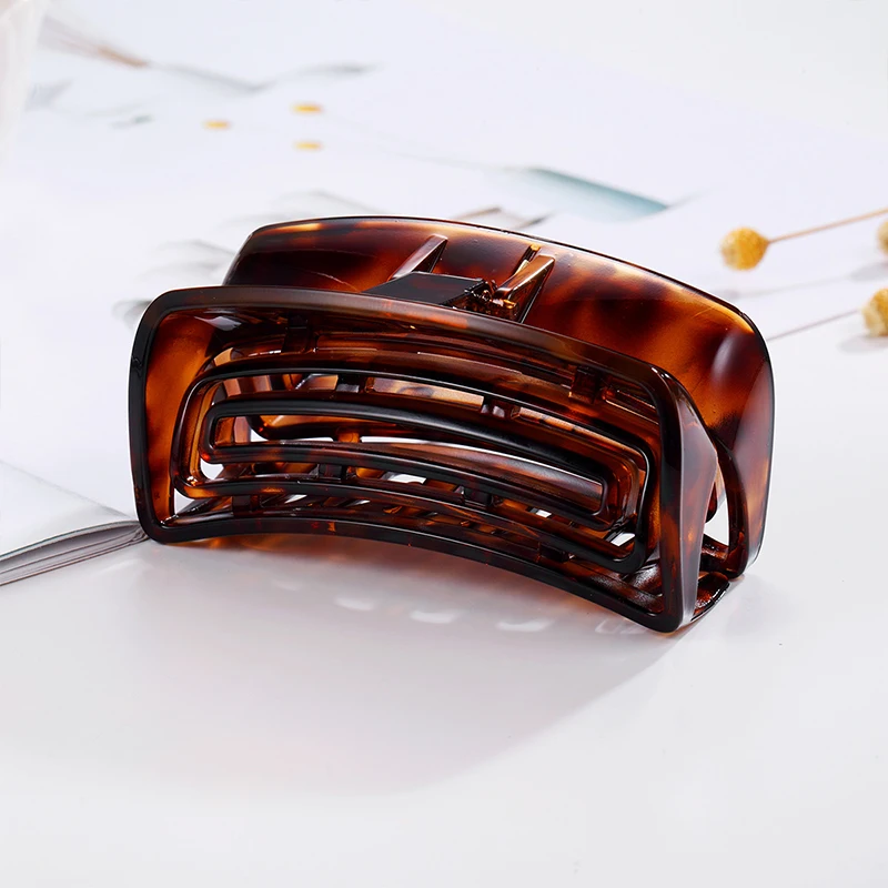 CHIMERA Simple Large Hair Claws for Women Vintage Cellulose Acetate Clips Strong Crab Clamp Brown Pins Thick | Украшения и