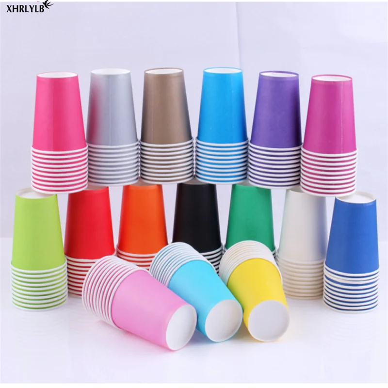 XLRLYLB10pc одноразовая плотная цветная бумажная чашка DIY монохромный бумажный