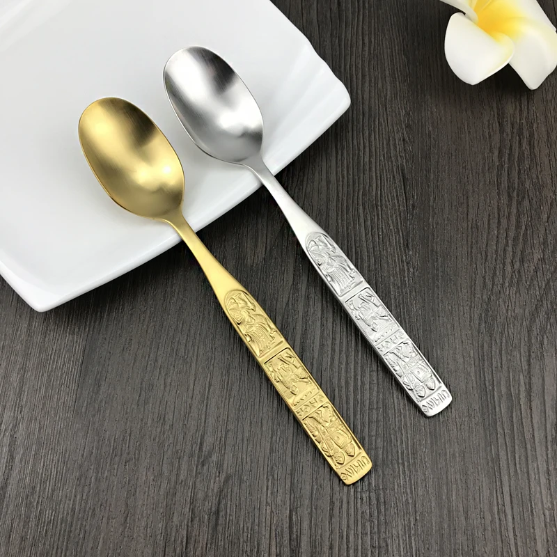 1 шт. ложка из нержавеющей стали с длинной ручкой золотистого и серебряного цвета