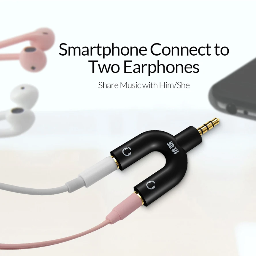 Разветвитель для наушников Unnlink 4 полюса 3 5 гнезда 1X2|aux cable 3.5|cable 3.5splitter headphone |