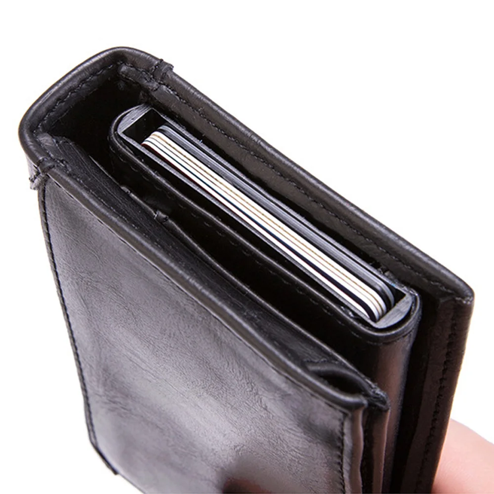 Мужской Rfid кредитный держатель для карт, стикер, визитная карточка, карман для монет, наличные, держатель для карт, металлический держатель для карт, защитный кошелек