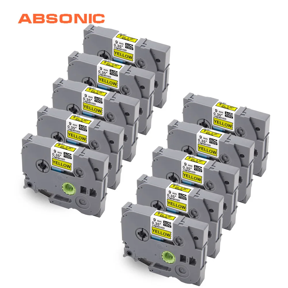 Absoonic 10 шт. 12 мм черный на желтой TZ TZ631 TZe 631 TZe631 производитель этикеток совместимый
