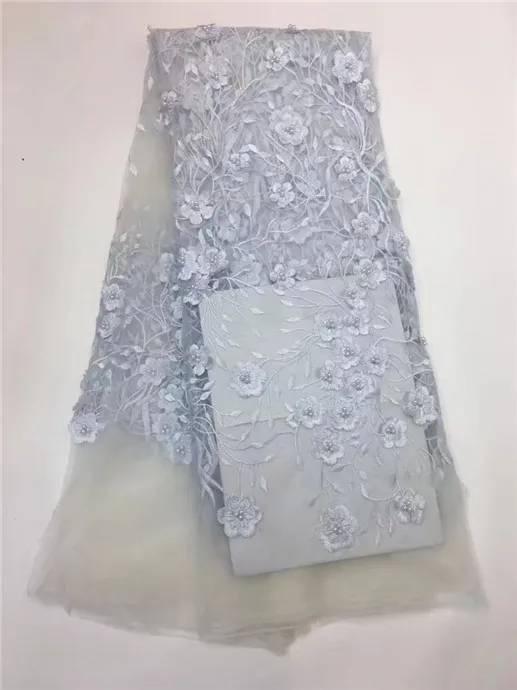 

elegant 3d flower pink tulle lace african net lace fabric with Red beads 2017 latest design for evening dresses 5yard/lot