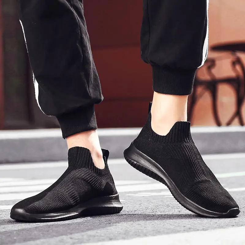 all black Летние мужские носки для бега больших размеров спортивные мужские туфли белые красные Erkek Ayakkabi Spor Tennis Walk A-206 - Цвет: all black
