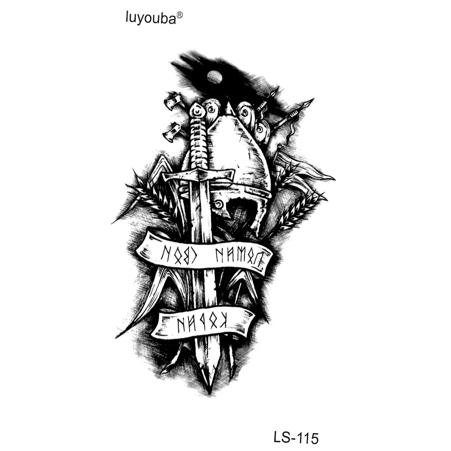 

Immortal Knight Waterproof Temporary Tattoos Men Warrior Tatouage Temporaire Femme Tatoo Temporary Stickers