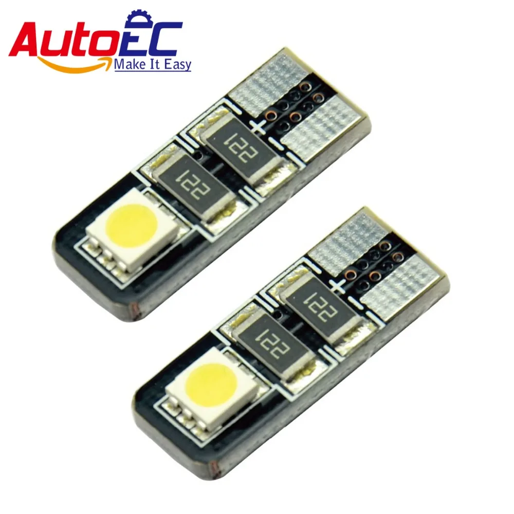 

AutoEC 50X T10 2smd 5050 canbus 194 168 501 W5W 901 904 906 912 светильник без ошибок 12 В Белый Синий # LB20