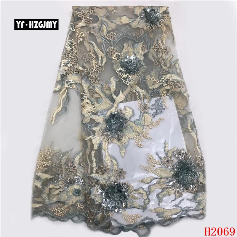 YF HZGJMY best seller french 3D flower lace fabric with sequins beaded african embroidery tulle for wedding dress A2069-1 | Дом и сад