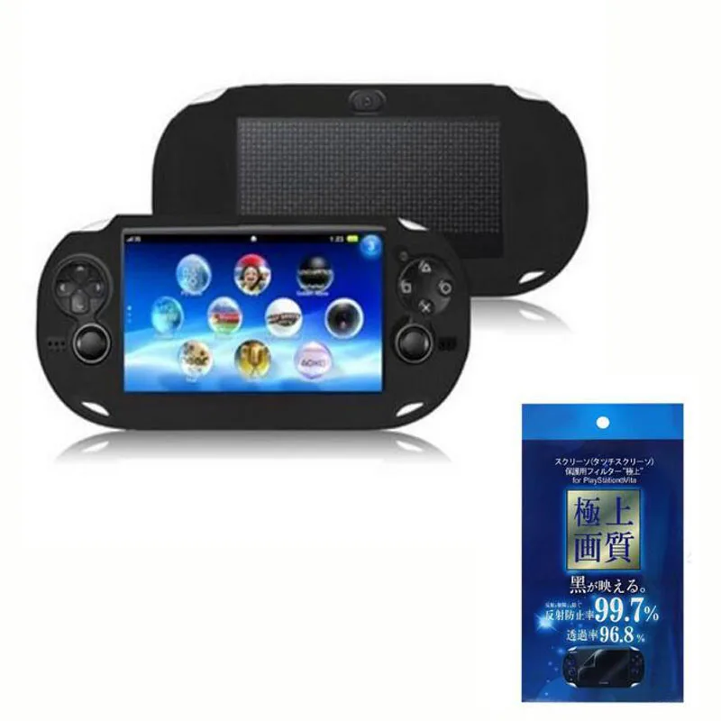 Силиконовый мягкий чехол + HD прозрачная защитная пленка для экрана Sony PlayStation Psvita PS