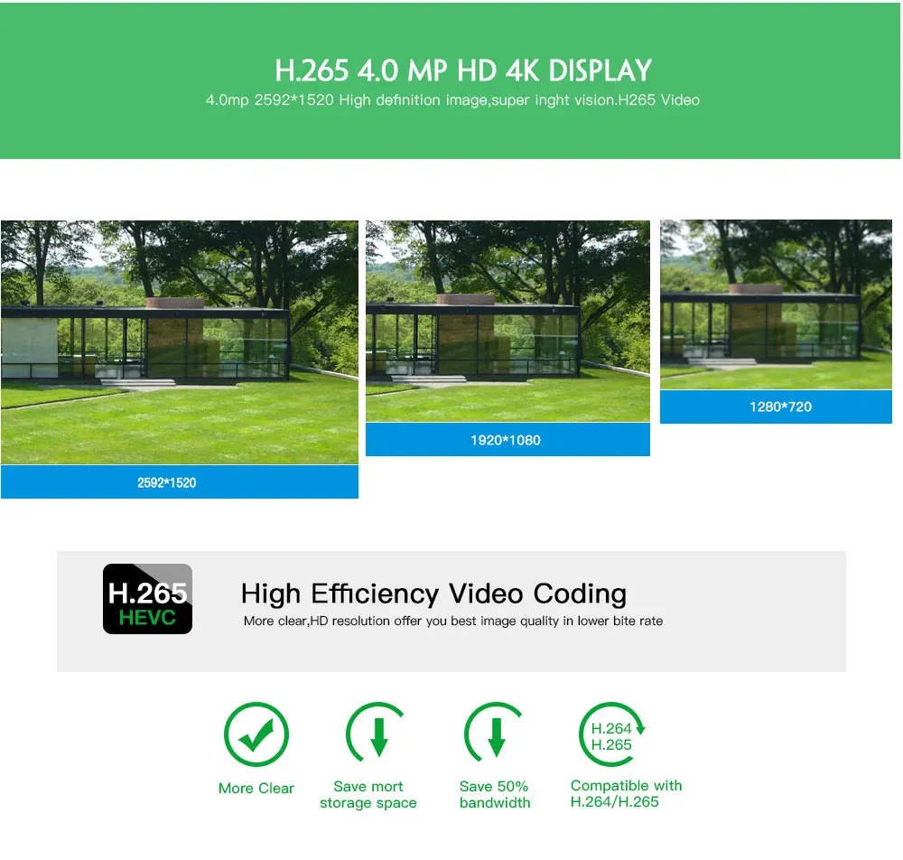 Woaser 4.0mp H.265 4ch Беспроводной NVR комплект безопасности IP Камера P2P HD открытый