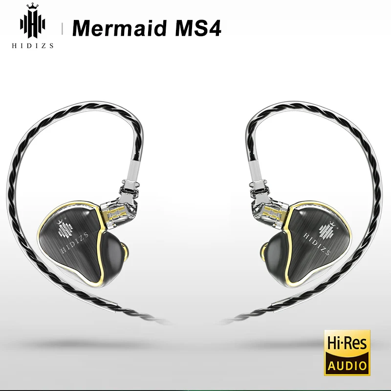 

Hi-Fi наушники HIDIZS Mermaid MS4, аудио 4 драйвера, гибридный тройной 3 Knowles BA + 1 DD, наушники-вкладыши с монитором, IEM 2-контактный разъем 0,78 мм