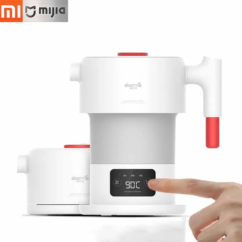 Electric Kettle Deerma складной электрический чайник 0.6л, портативный чайник для воды, температурный дисплей, Smart Touch управление, изоляционный горшок - Цвет: Electric Kettle