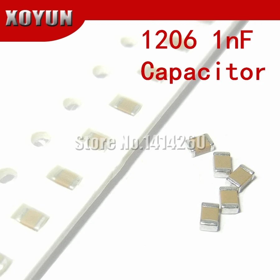 

100 шт 1206 1nF X7R ошибка 10% 50V 1206 102 smd конденсатор