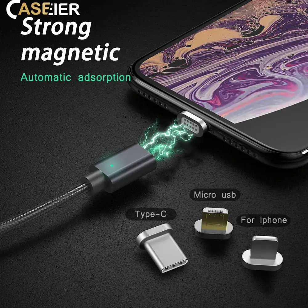CASEIER Магнитный Micro USB Type C кабель A для iPhone 7 8 Plus X быстрой зарядки планшета Android