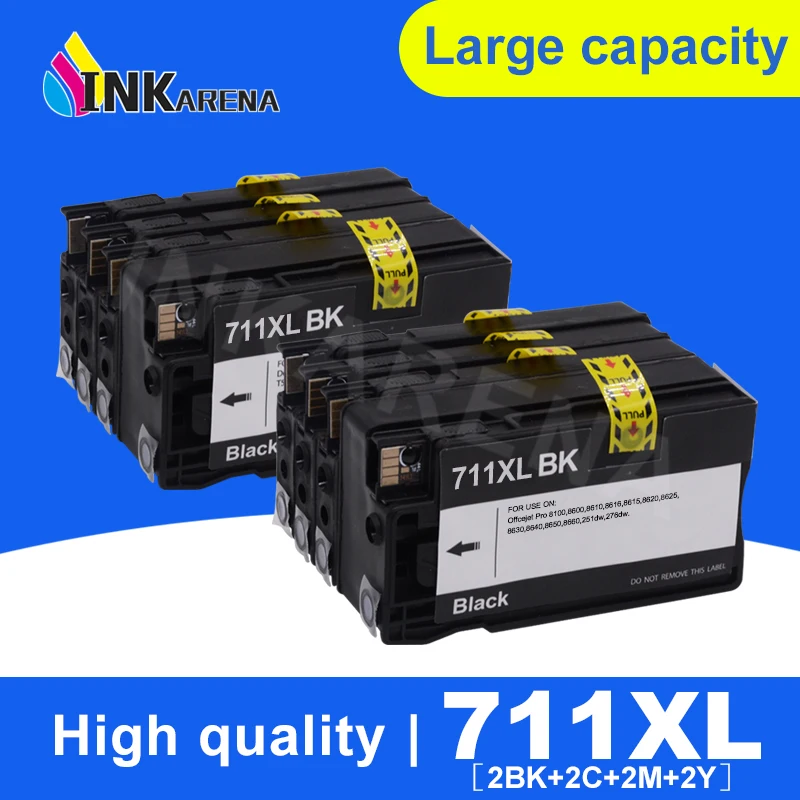 INKARENA 2 набора картриджей для принтера 711XL Замена HP 711 XL чернильные картриджи DesignJet