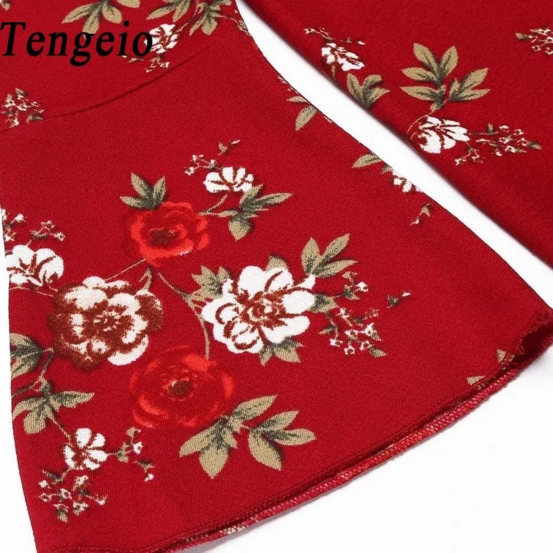 Tengeio Лето Для женщин Boho Цветочные с открытыми плечами платье 3/4 Flare рукавом