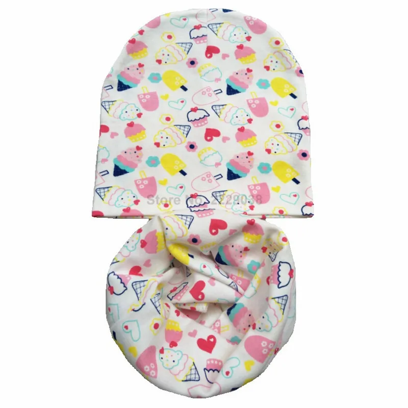Осень зима 2020 хлопковая детская шапка с принтом животных шарф шапочки для