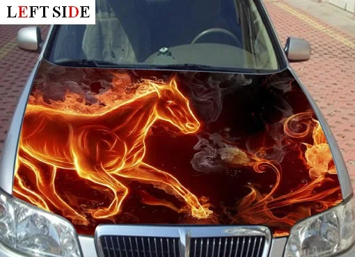 Левая сторона 3d стикер для автомобиля пламя огонь Летающий лошадь дракон