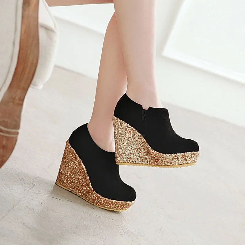 VIGOR/свежая женская обувь; туфли-лодочки на платформе; весенняя обувь; женские модельные туфли для вечеринки; осенние шикарные туфли-лодочки; обувь на танкетке 10 см; MY316