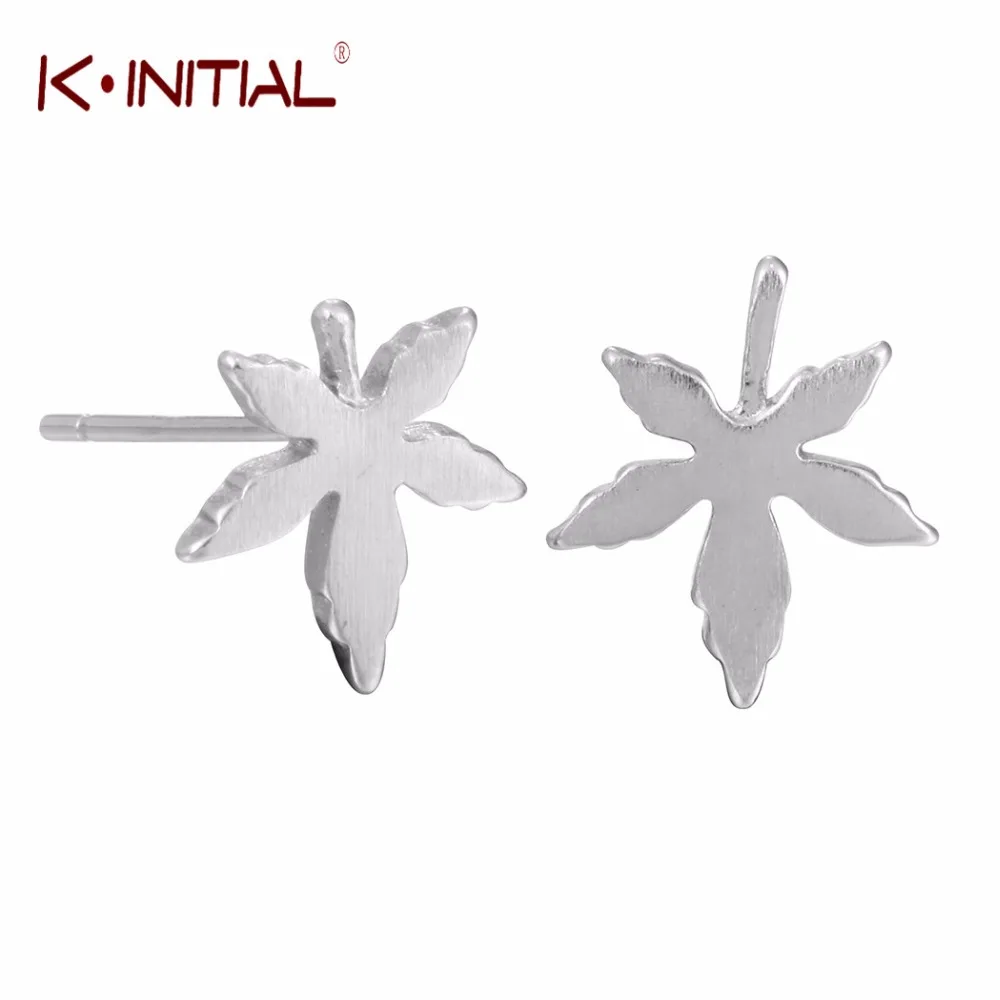 Kinitial моды Плата Четыре Листья Серьги гвоздики Оригинальный Стерлингового
