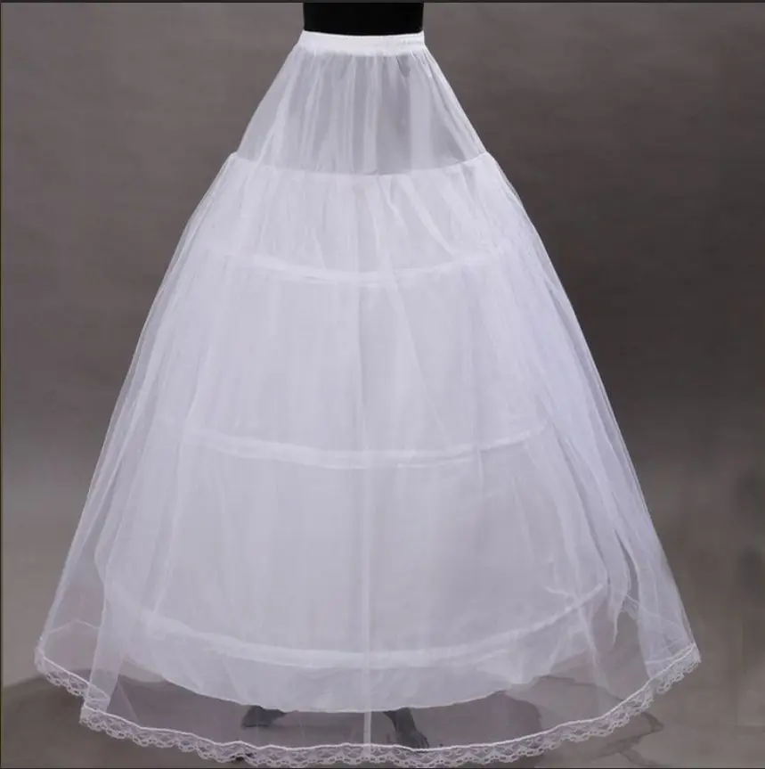 White/Black 3 Hoops 1 Layer Of Yarn With Lace Petticoat Crinoline Slip Underskirt For Wedding Dress Bridal Gown 2018