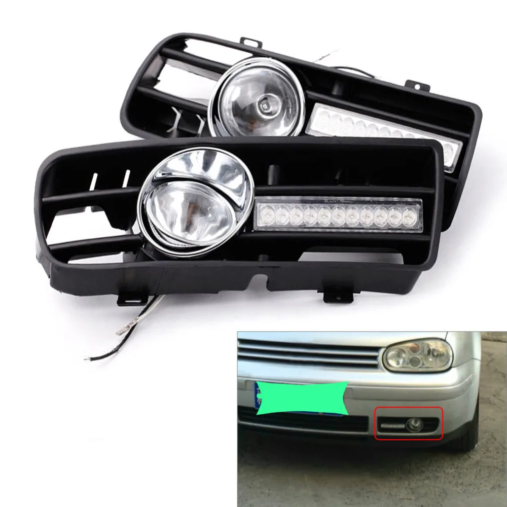 Решетки для противотуманных фар H3 со светодиодной лампой DRL 1997 2006 VW Golf GTi / TDI MK4 2