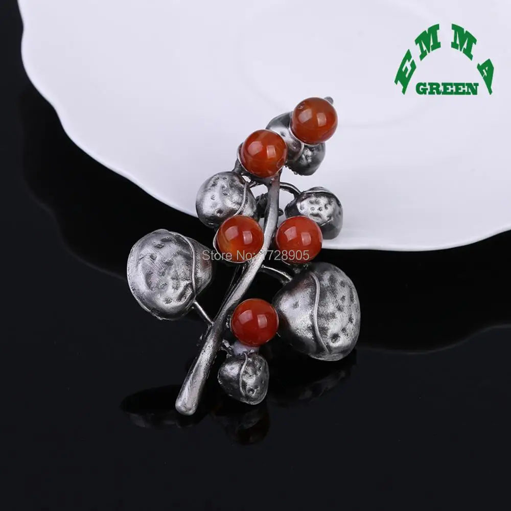 High-Grade Agated Stone Flower Brooch 50x70mm Retro Antique Corsage Crystal Rhinestone Pin Jewelry | Украшения и аксессуары