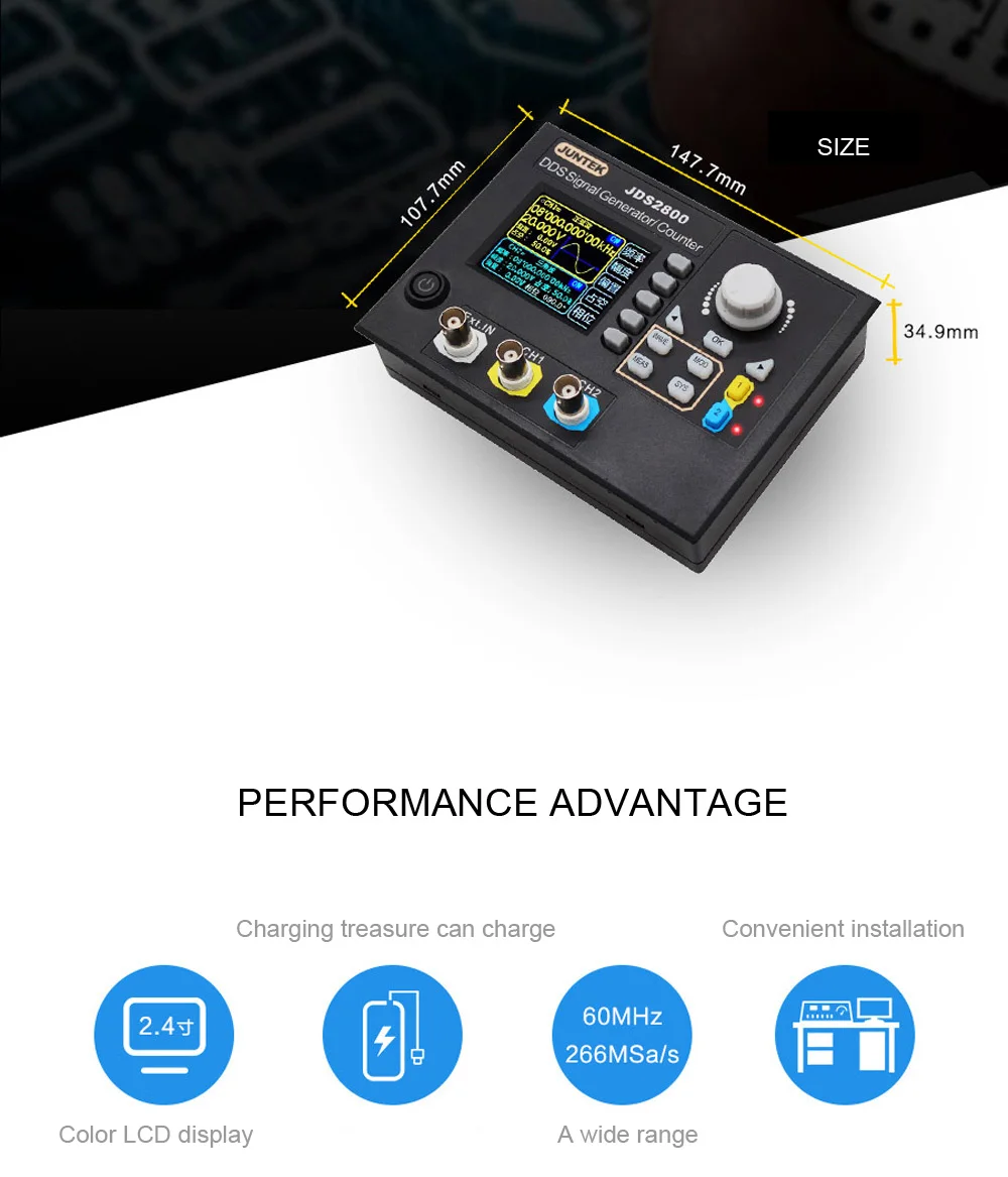JUNTEK JDS2800 40 МГц цифровой двухканальный DDS цифровой синтез функция генератор сигналов произвольной формы
