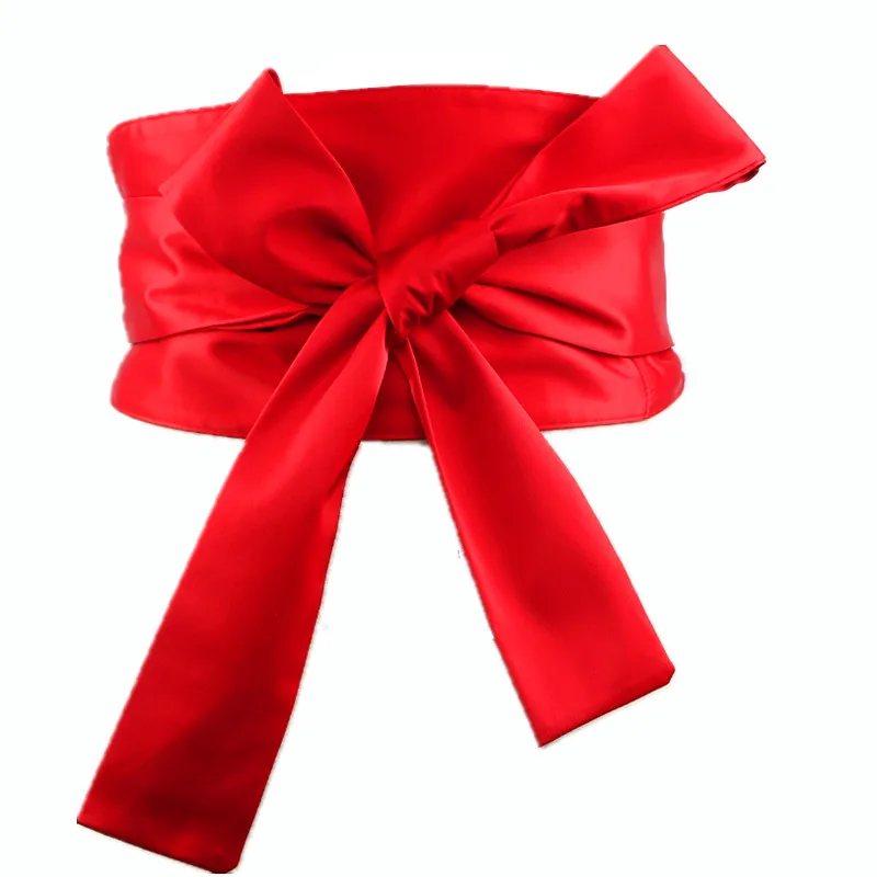Women vintage fahsion retro Japanese style satin belt black red bow tie corset new 2019 spring summer sexy cool | Аксессуары для