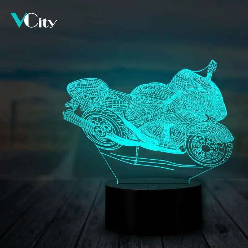 VCity мотоцикл 3D светодиодный Ночной светильник настроения s Luminaria настольная лампа