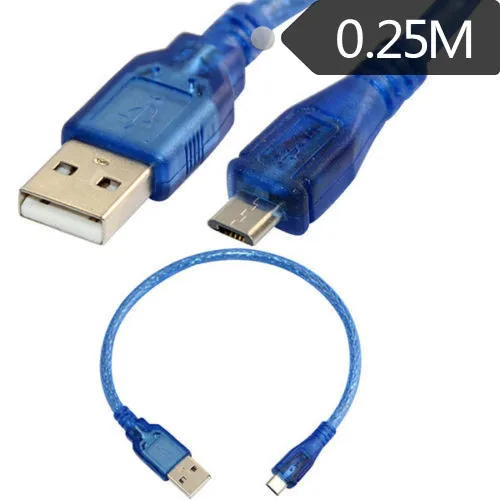 USB кабель microUSB для зарядки мобильного телефона Автомобильный 25 см прозрачный