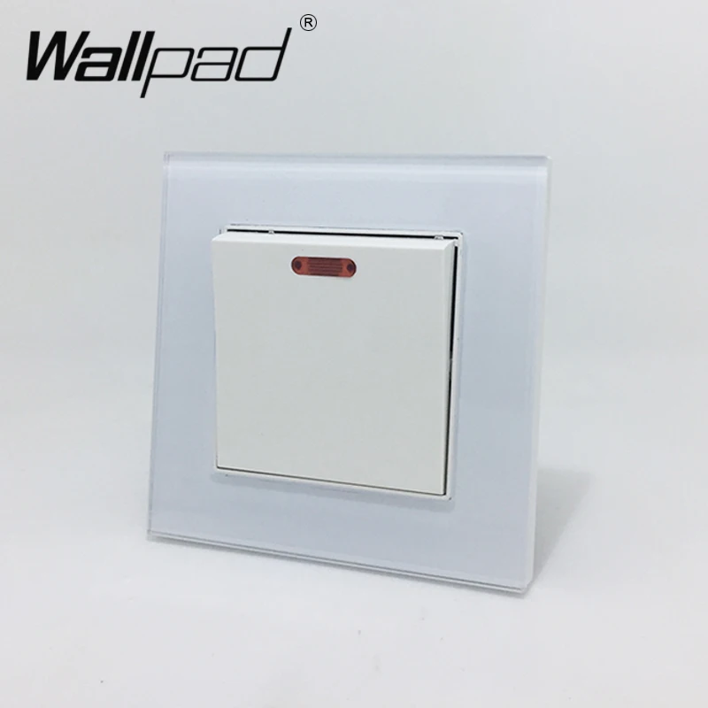 Водонагреватель переключатель Wallpad Роскошная обувь с украшением в виде кристаллов Стекло 110 V-250 V стандарта ЕС, США, Великобритании Стандартный настенный светильник светодиодный индикатор 20A водонагреватель настенный выключатель