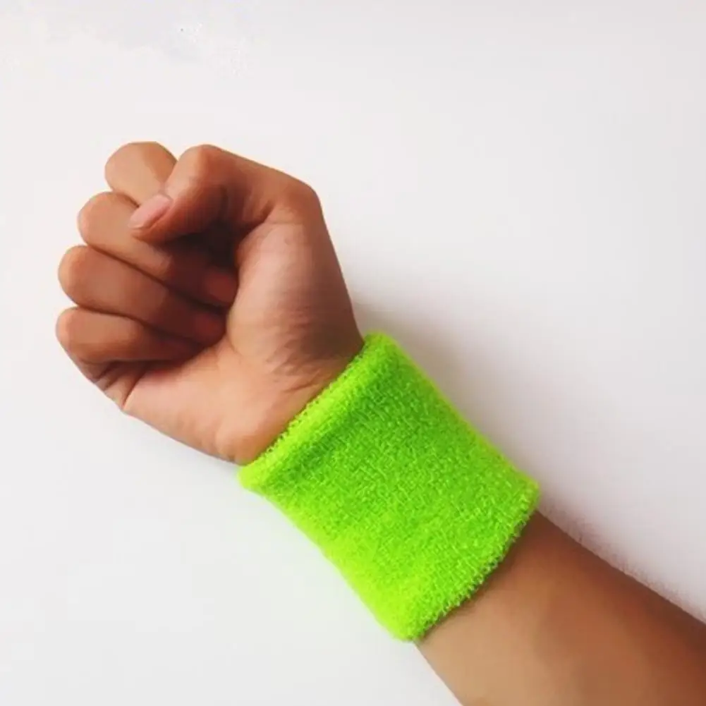green Спортивные Напульсники 8 см, впитывающие Пот спортивные Напульсники, махровая ткань, Напульсник для поддержки запястья, обертывания, защита для футбола, баскетбола, напульсник - Цвет: green
