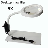 desktop magnifying glass with 48pcs led light universal rotation for electronic maintenance testing